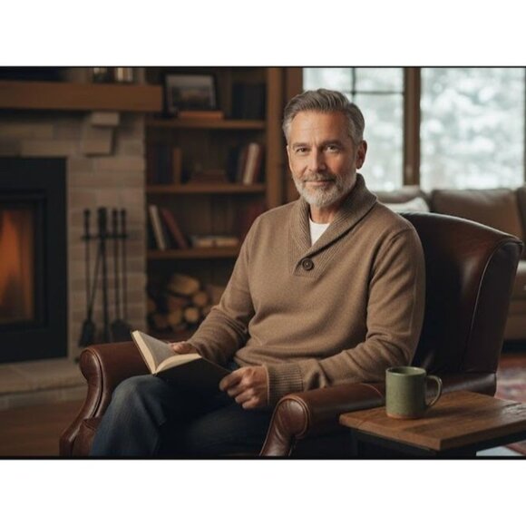 Jos. A. Bank Mens L Lambs Wool & Nylon Shawl Collar Sweater Brown - Picture 1 of 6